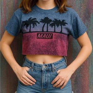 Vintage Signal Mega Single Stitch Crop Top Tee Women Large Casual Retro Y2K